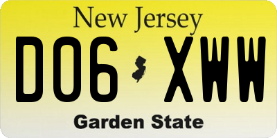 NJ license plate D06XWW