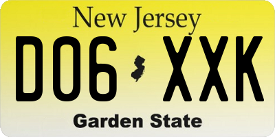 NJ license plate D06XXK