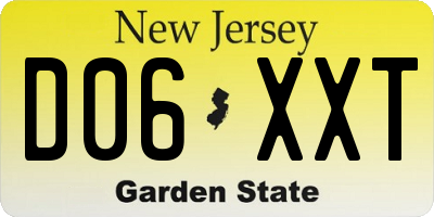 NJ license plate D06XXT