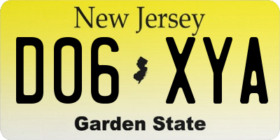NJ license plate D06XYA