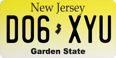NJ license plate D06XYU