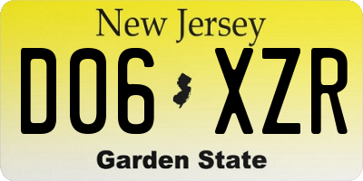 NJ license plate D06XZR
