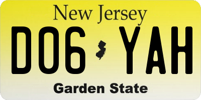 NJ license plate D06YAH