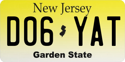 NJ license plate D06YAT