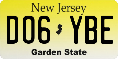 NJ license plate D06YBE