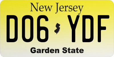 NJ license plate D06YDF