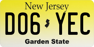 NJ license plate D06YEC