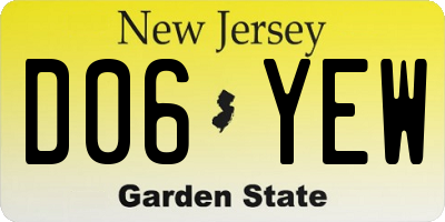 NJ license plate D06YEW