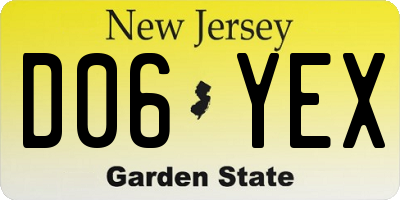 NJ license plate D06YEX