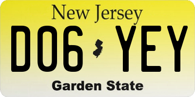NJ license plate D06YEY