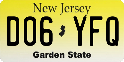 NJ license plate D06YFQ