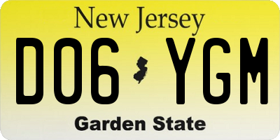 NJ license plate D06YGM