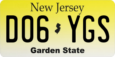 NJ license plate D06YGS