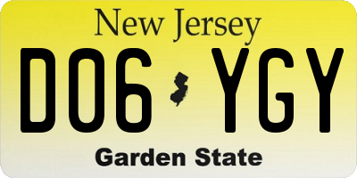 NJ license plate D06YGY