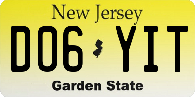 NJ license plate D06YIT