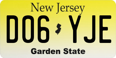 NJ license plate D06YJE