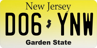 NJ license plate D06YNW