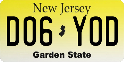 NJ license plate D06YOD