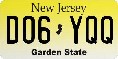 NJ license plate D06YQQ