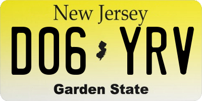 NJ license plate D06YRV