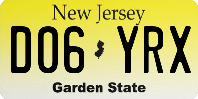NJ license plate D06YRX