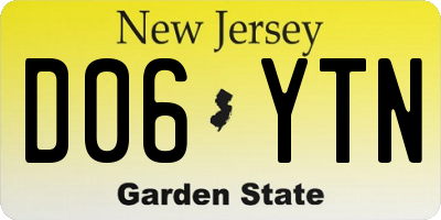 NJ license plate D06YTN
