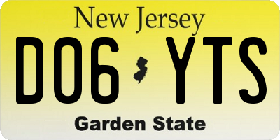 NJ license plate D06YTS