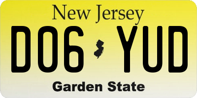 NJ license plate D06YUD