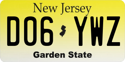 NJ license plate D06YWZ