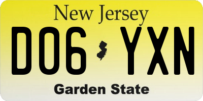 NJ license plate D06YXN