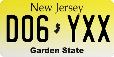 NJ license plate D06YXX