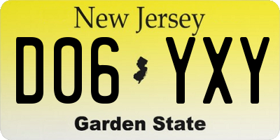 NJ license plate D06YXY