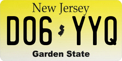 NJ license plate D06YYQ