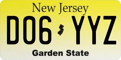 NJ license plate D06YYZ