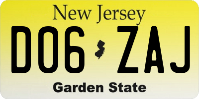 NJ license plate D06ZAJ