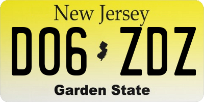 NJ license plate D06ZDZ