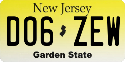 NJ license plate D06ZEW