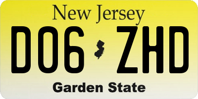 NJ license plate D06ZHD