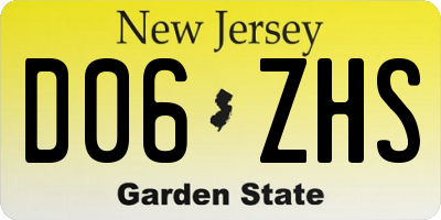 NJ license plate D06ZHS