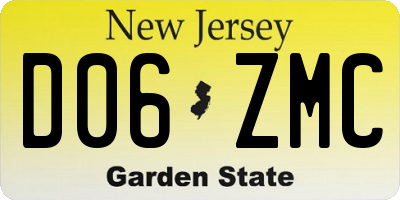 NJ license plate D06ZMC
