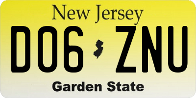 NJ license plate D06ZNU
