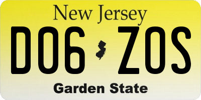NJ license plate D06ZOS
