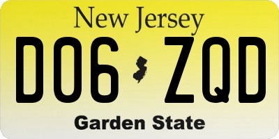NJ license plate D06ZQD