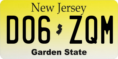 NJ license plate D06ZQM