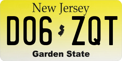 NJ license plate D06ZQT