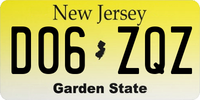 NJ license plate D06ZQZ