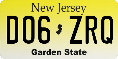 NJ license plate D06ZRQ