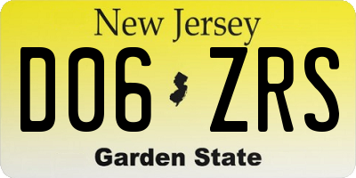 NJ license plate D06ZRS