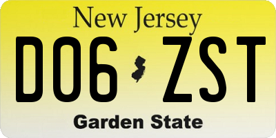 NJ license plate D06ZST