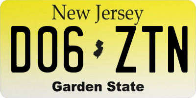 NJ license plate D06ZTN